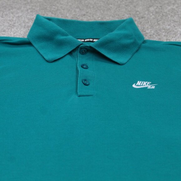 Nike SB Pique Polo Shirt Men Small Green Dri-Fit Vented Cotton/Poly S/S Pullover - Picture 4 of 15